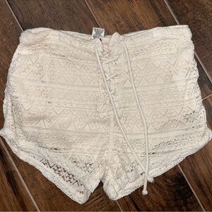 Billabong High Waist Lace-Up White Shorts